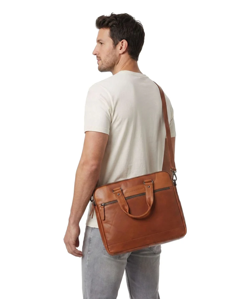 The Chesterfield Brand Wax Pull Up Cow Montara Laptoptasche cognac