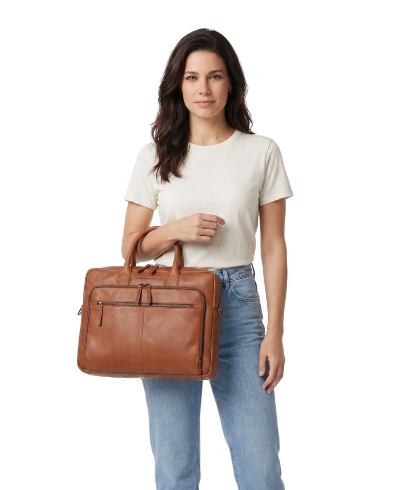 The Chesterfield Brand Wax Pull Up Cow Tacama Laptoptasche cognac