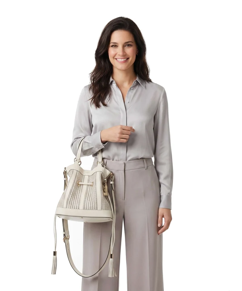 Lancel Premier Flirt M Bucket Handtasche snow