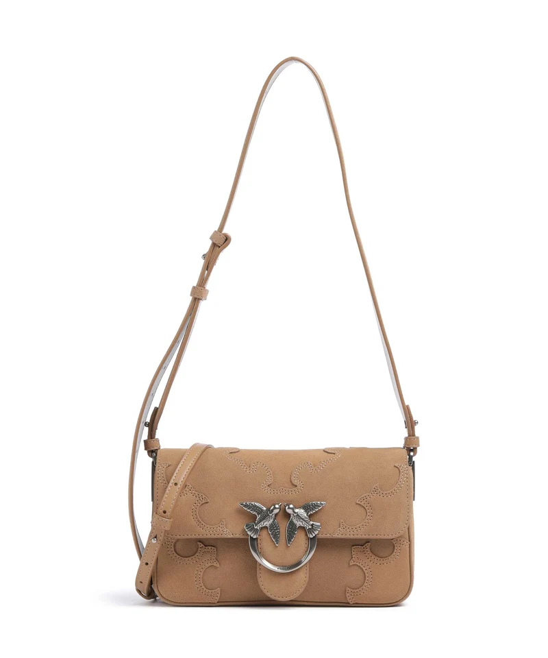Pinko Love One Mini Slouchy Umhängetasche beige/scoiattolo/old silver