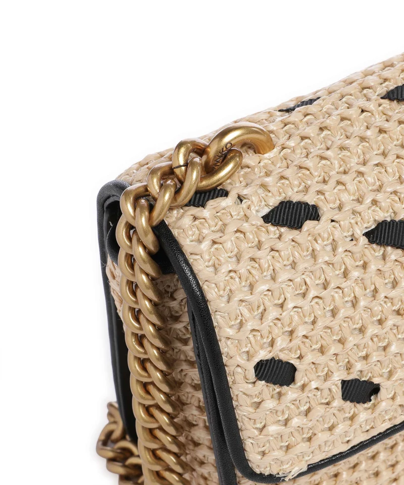 Pinko Love One Mini Umhängetasche paglia/nero/antique gold