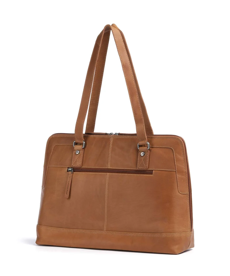 The Chesterfield Brand Wax Pull Up Cow Elvar Schultertasche cognac