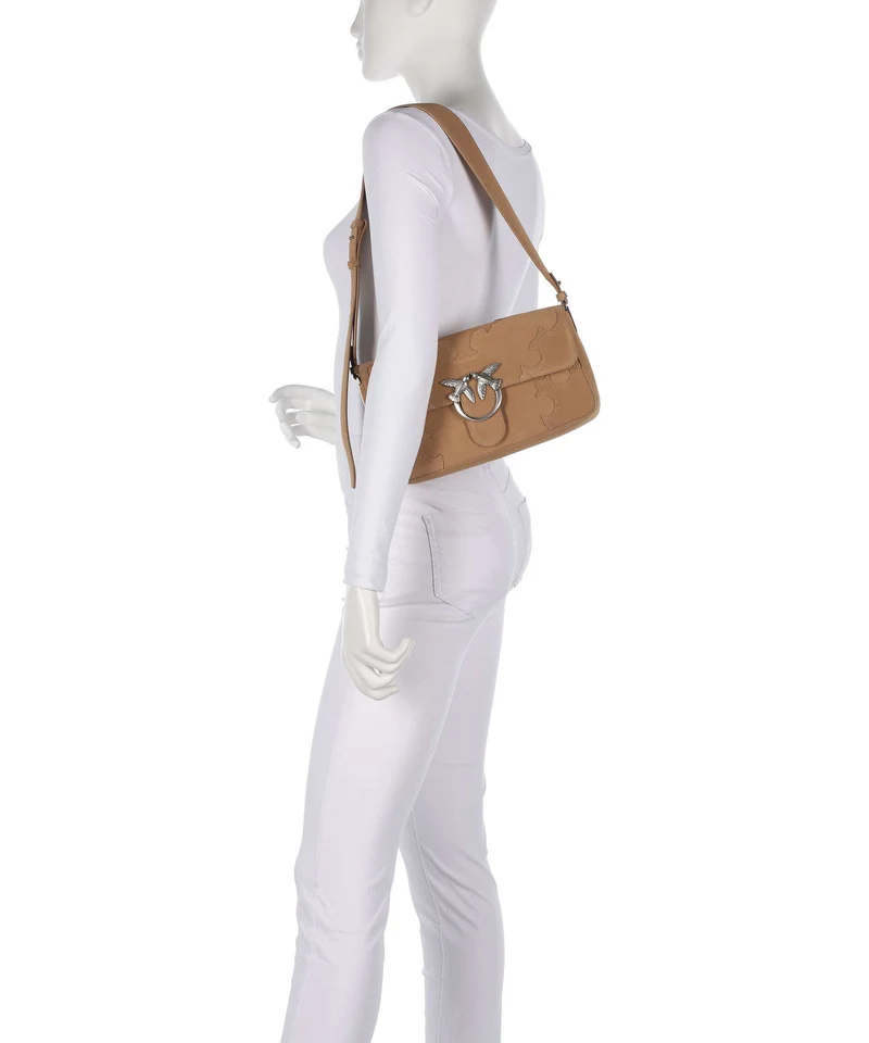 Pinko Love One Classic Slouchy Schultertasche beige/scoiattolo/old silver
