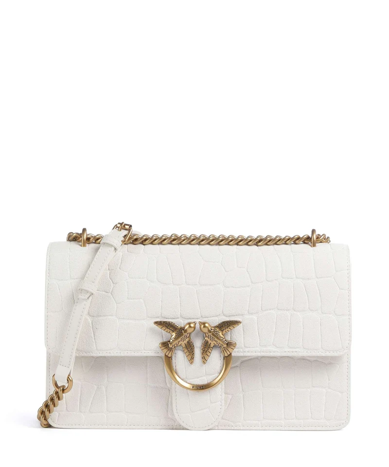 Pinko Love One Classic Schultertasche bianco nembo/antique gold