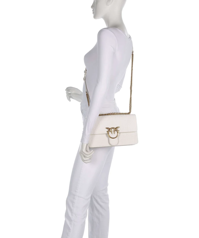 Pinko Love One Classic Schultertasche bianco nembo/antique gold