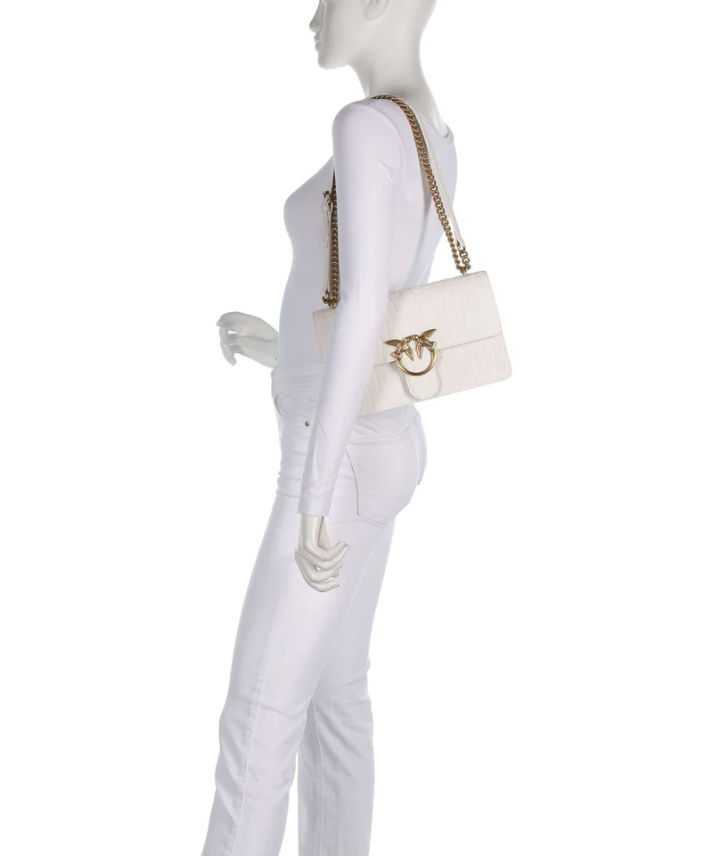 Pinko Love One Classic Schultertasche bianco nembo/antique gold
