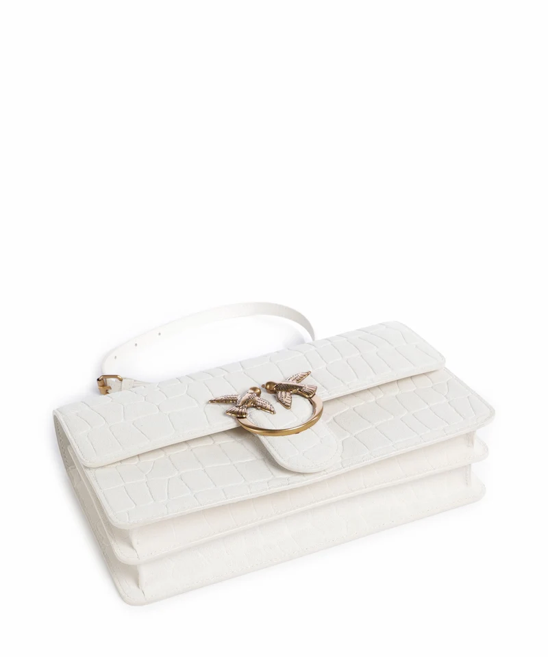 Pinko Love One Classic Schultertasche bianco nembo/antique gold