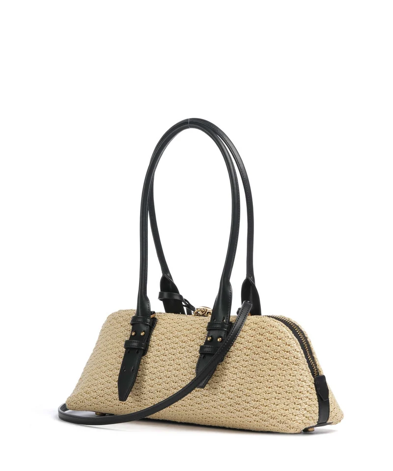 Pinko Bowling Horizontal Big Handtasche raffia/bianco/antique gold