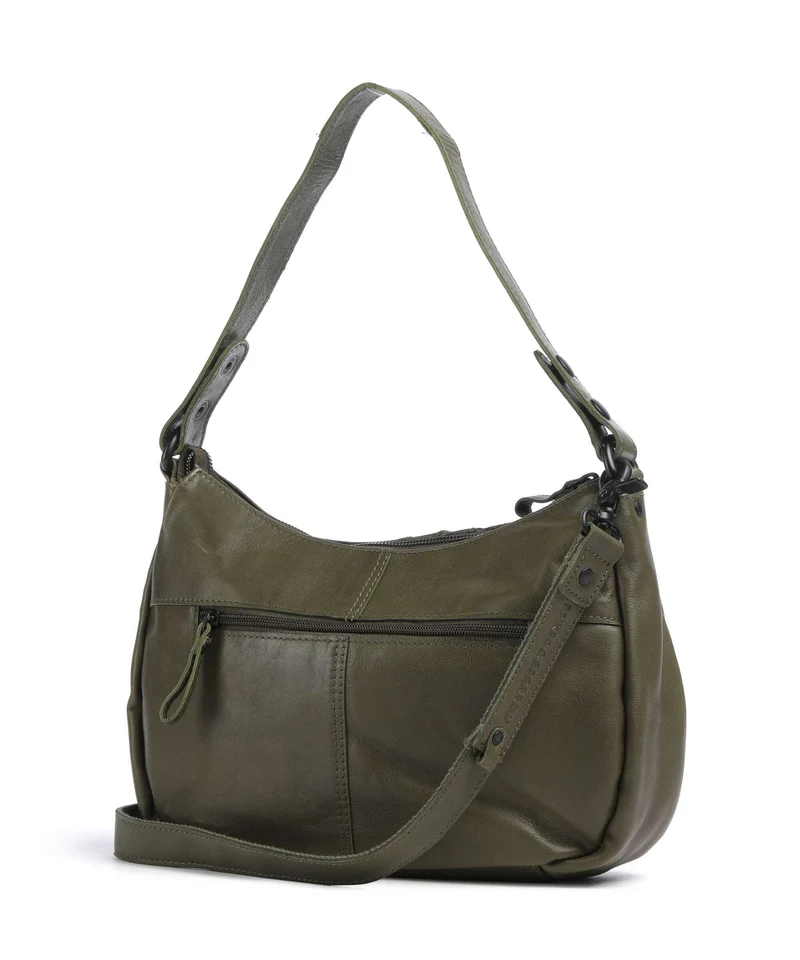 Spikes & Sparrow Suede Mix Jadeline Schultertasche green