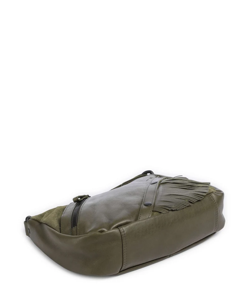 Spikes & Sparrow Suede Mix Jadeline Schultertasche green
