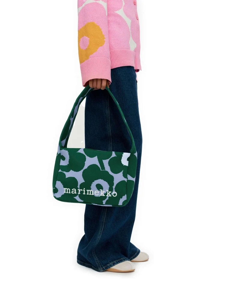 Marimekko Knitted Unikko Schultertasche dark green/blue