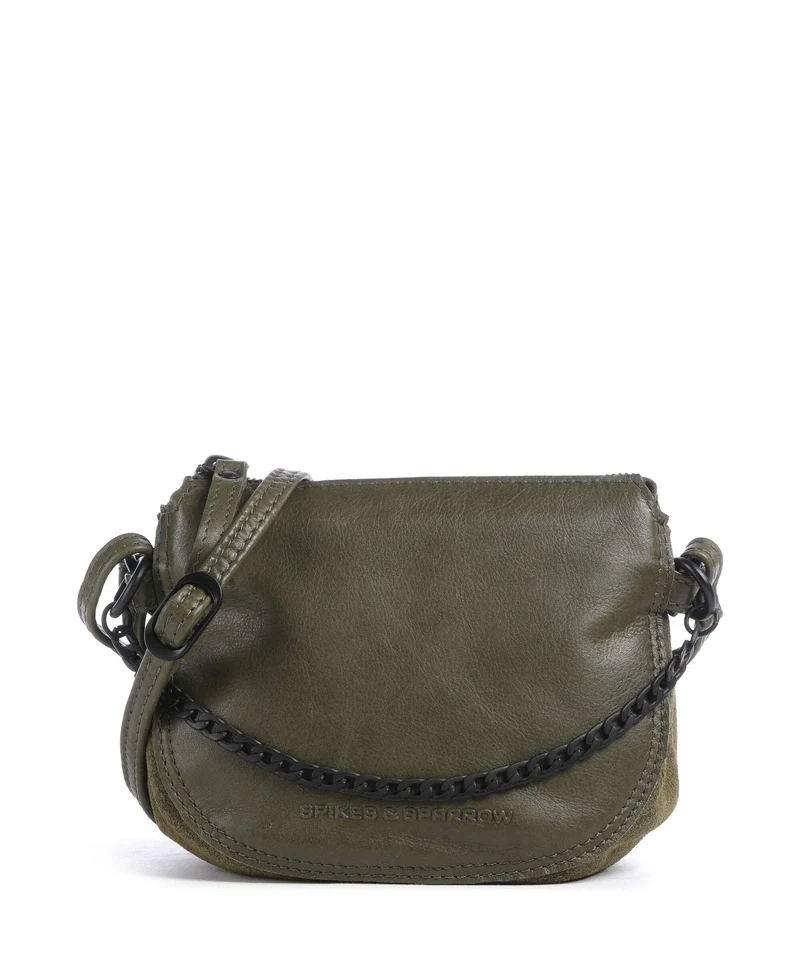 Spikes & Sparrow Suede Mix Delaine Umhängetasche green