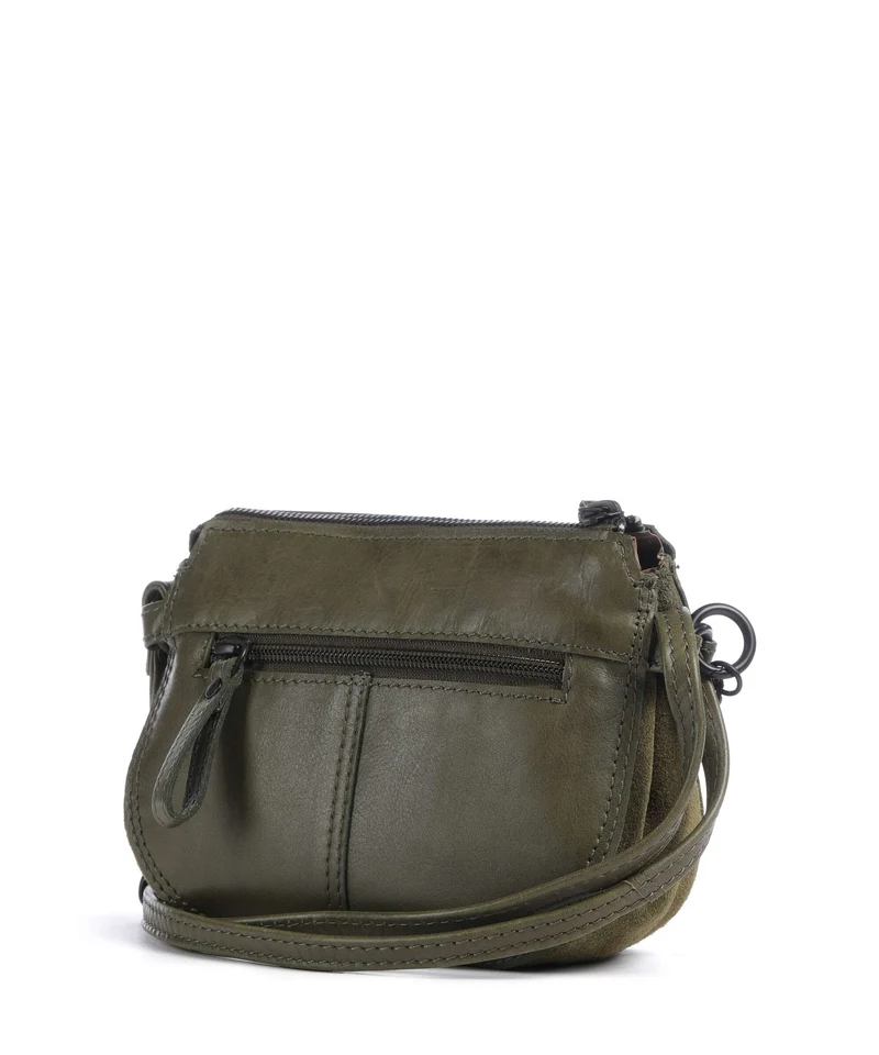 Spikes & Sparrow Suede Mix Delaine Umhängetasche green
