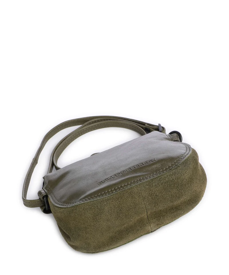 Spikes & Sparrow Suede Mix Delaine Umhängetasche green