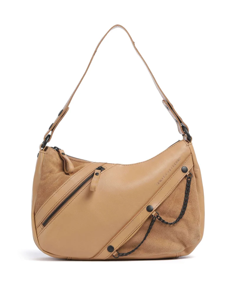 Spikes & Sparrow Suede Mix Jadeline Schultertasche camel