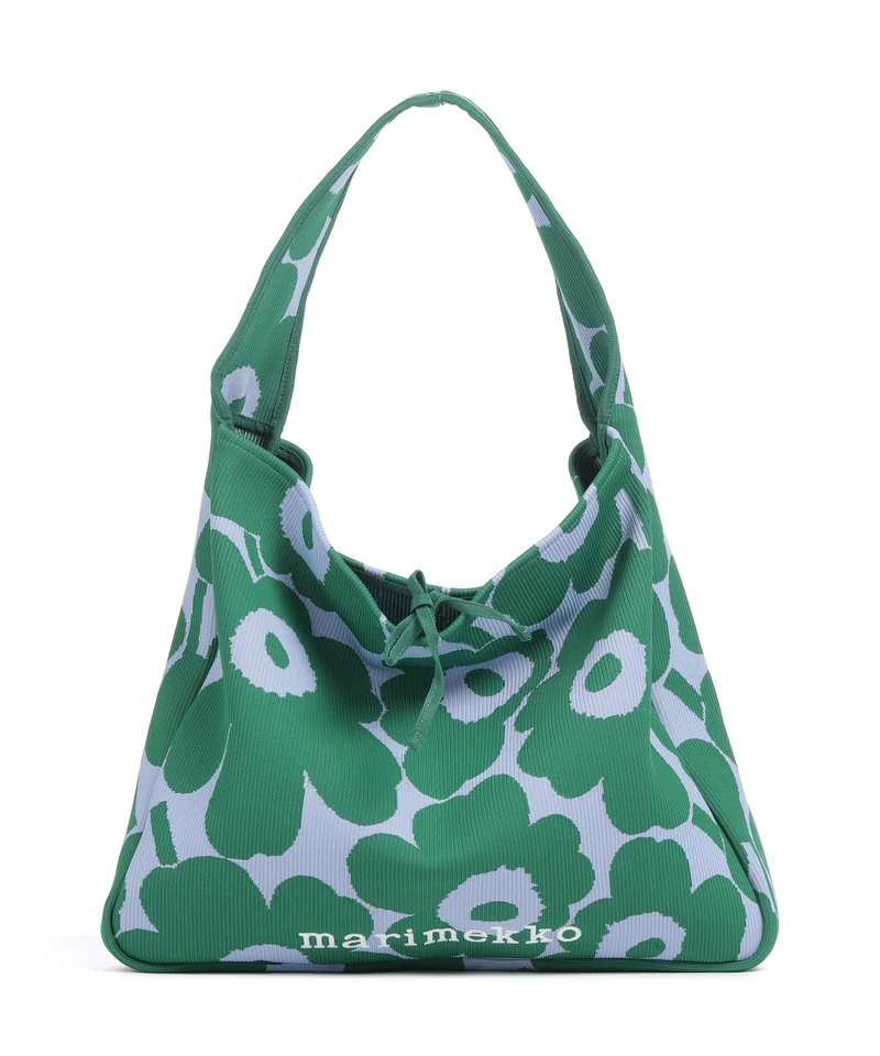 Marimekko Knitted Unikko Beuteltasche dark green/blue