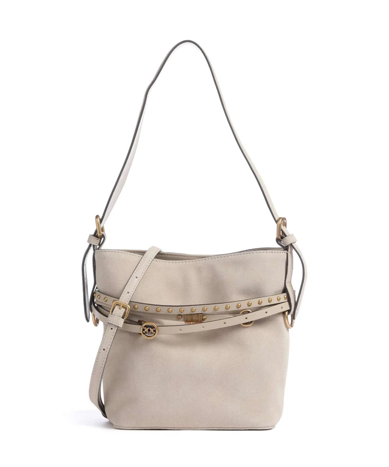 Pinko Belt Mini Bucket Handtasche beige/grigio fumo/antique gold