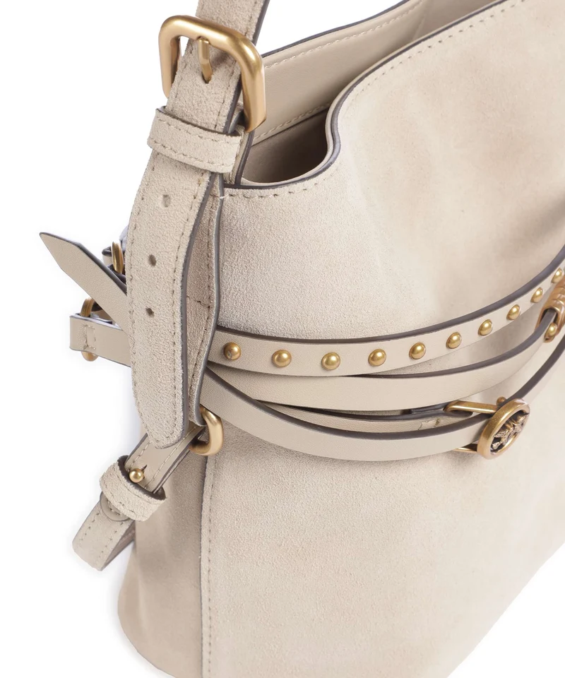 Pinko Belt Mini Bucket Handtasche beige/grigio fumo/antique gold