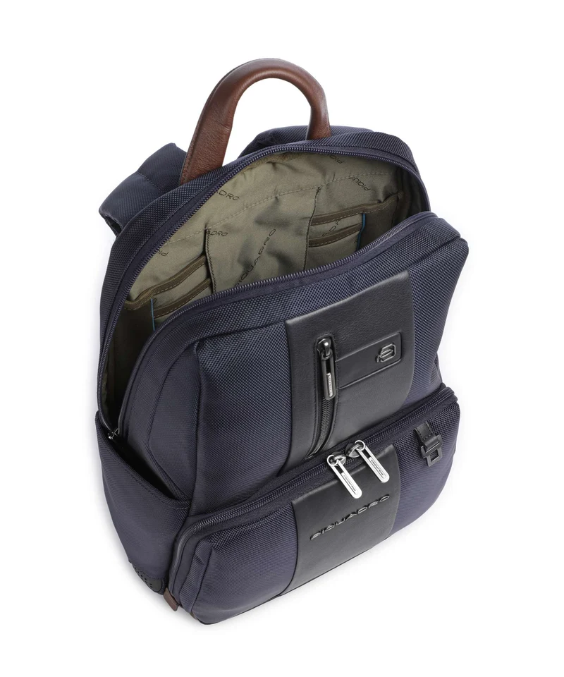 Piquadro Brief 2 LED Laptop-Rucksack blue/cognac