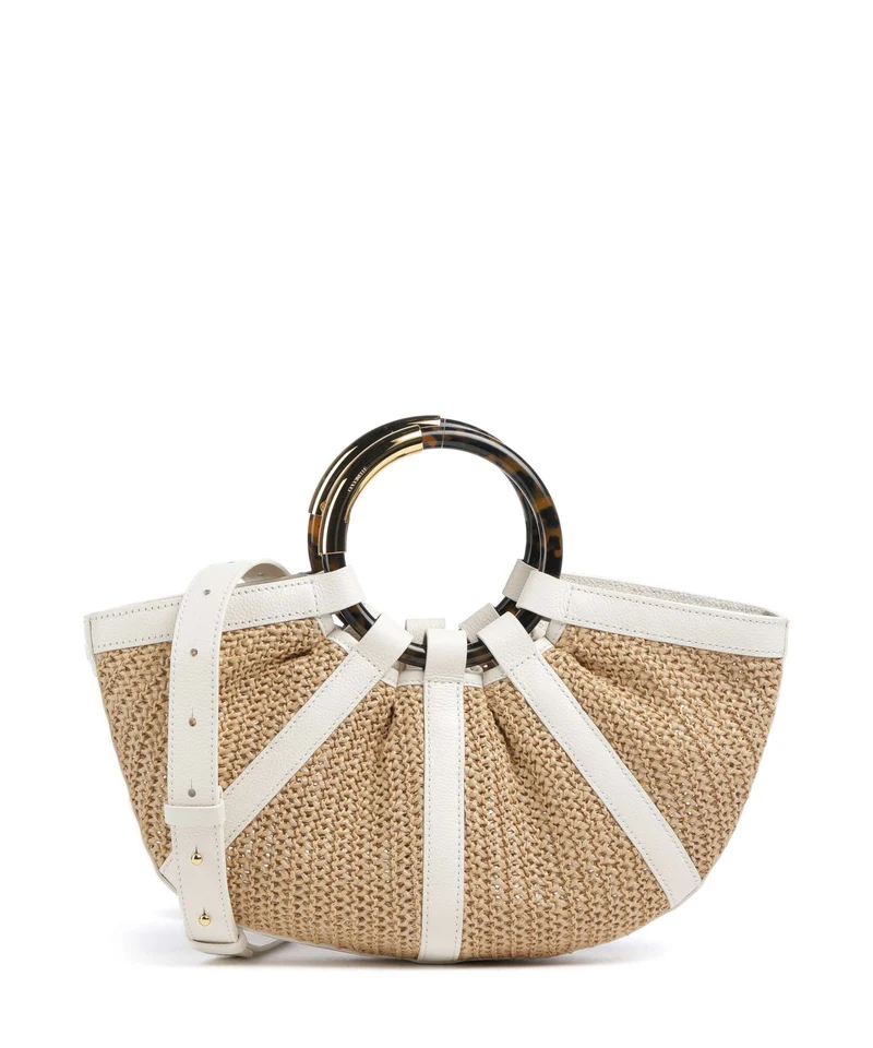 Coccinelle Shell Straw Handtasche natural/pearl