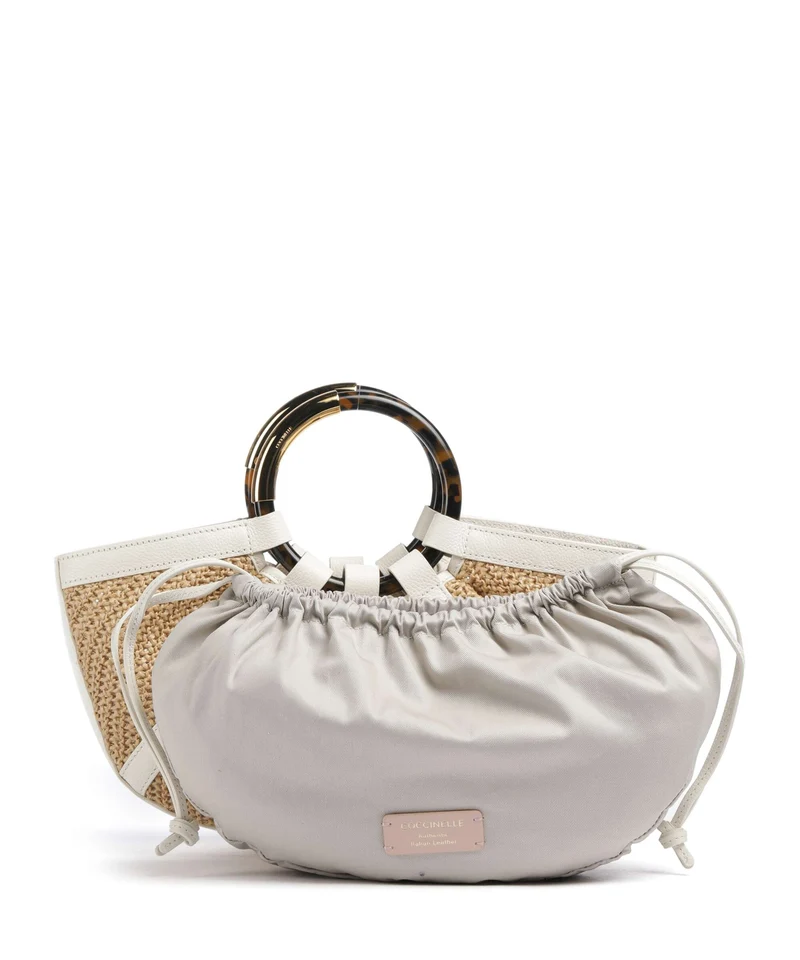 Coccinelle Shell Straw Handtasche natural/pearl