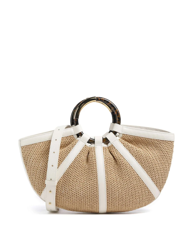 Coccinelle Shell Straw Handtasche natural/pearl