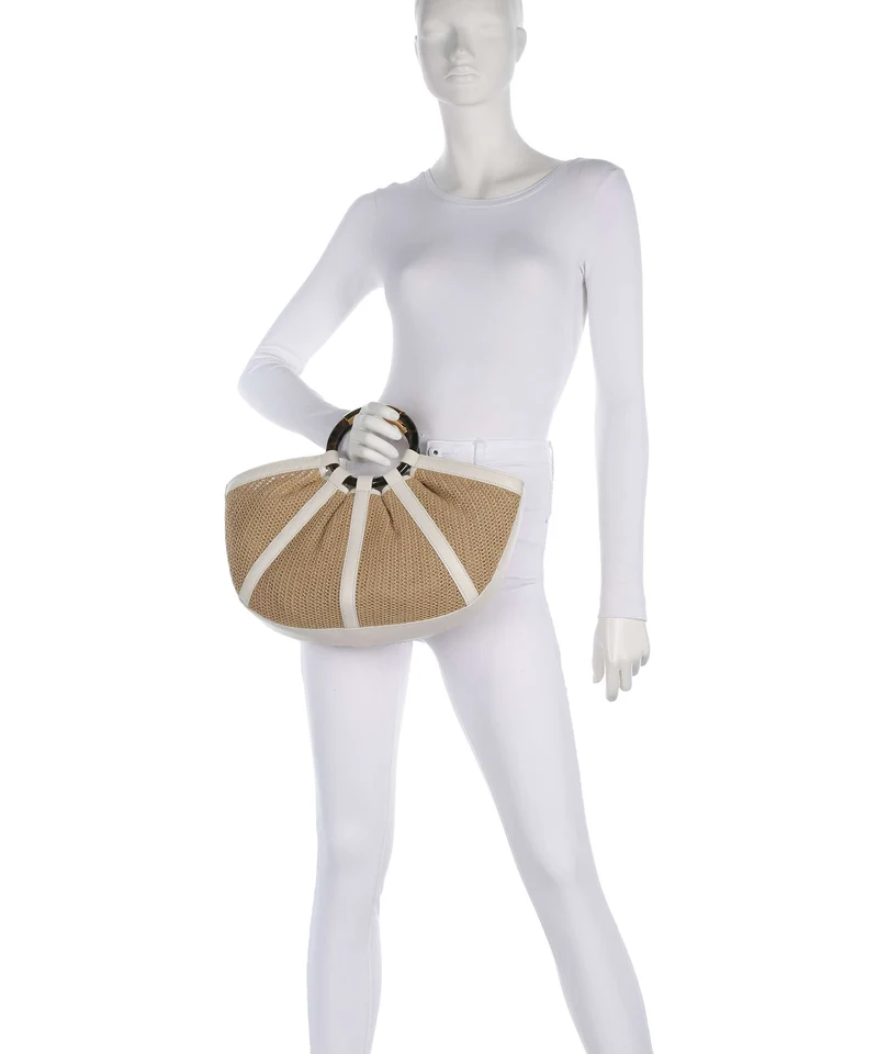 Coccinelle Shell Straw Handtasche natural/pearl