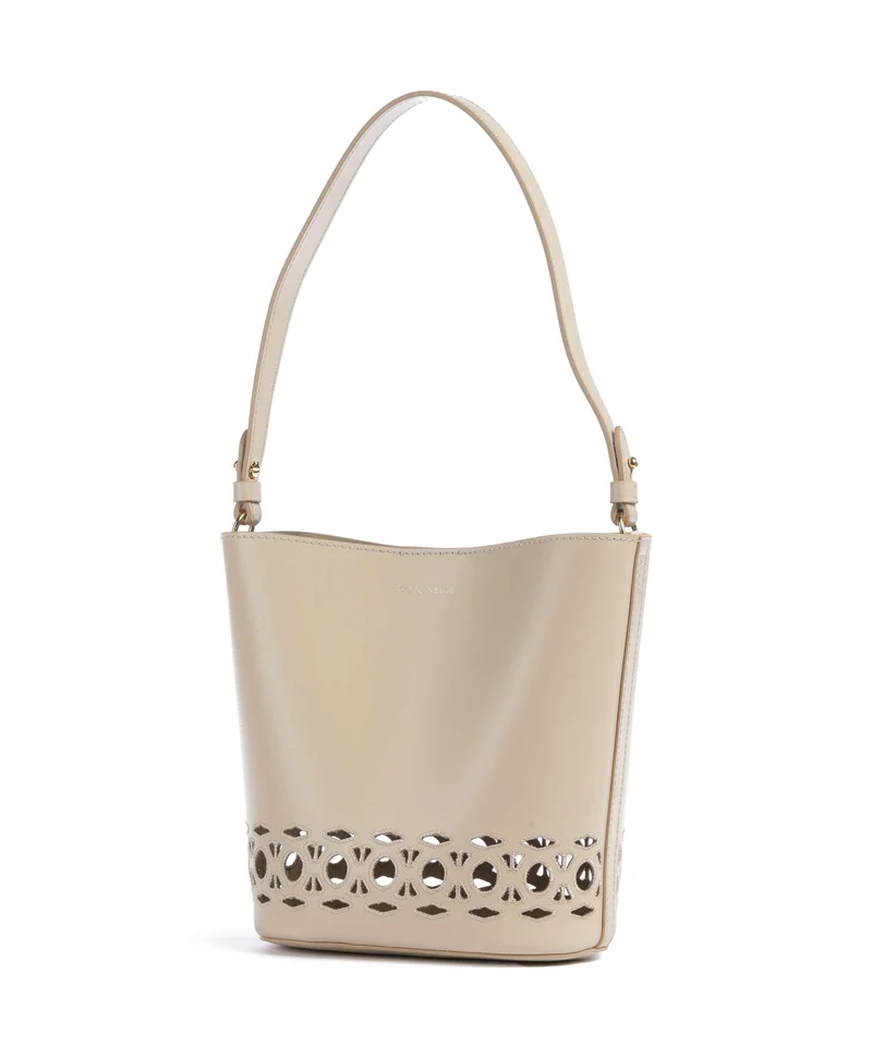 Coccinelle Nikla Monogram Sangallo Bucket Handtasche sandshell