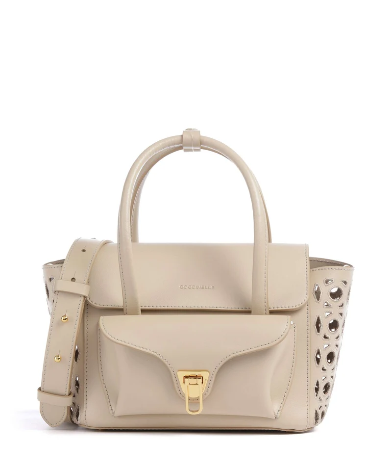 Coccinelle Beat Double Monogram Handtasche sandshell