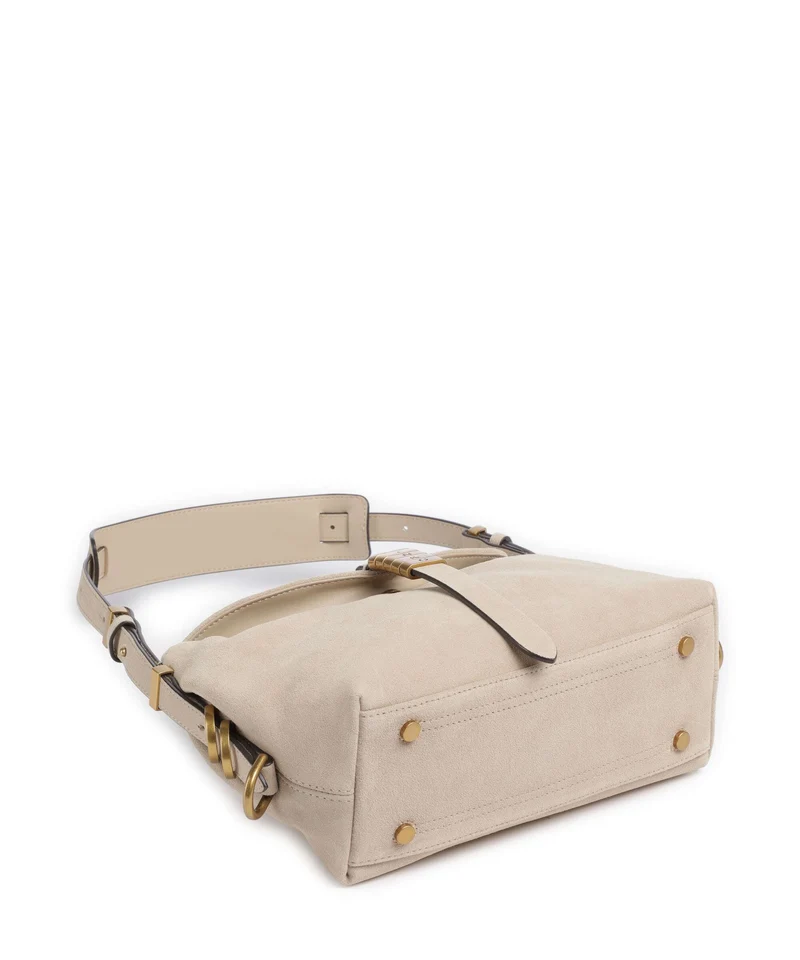 Pinko Saddle Horizontal Mini Schultertasche beige/grigio fumo/antique gold