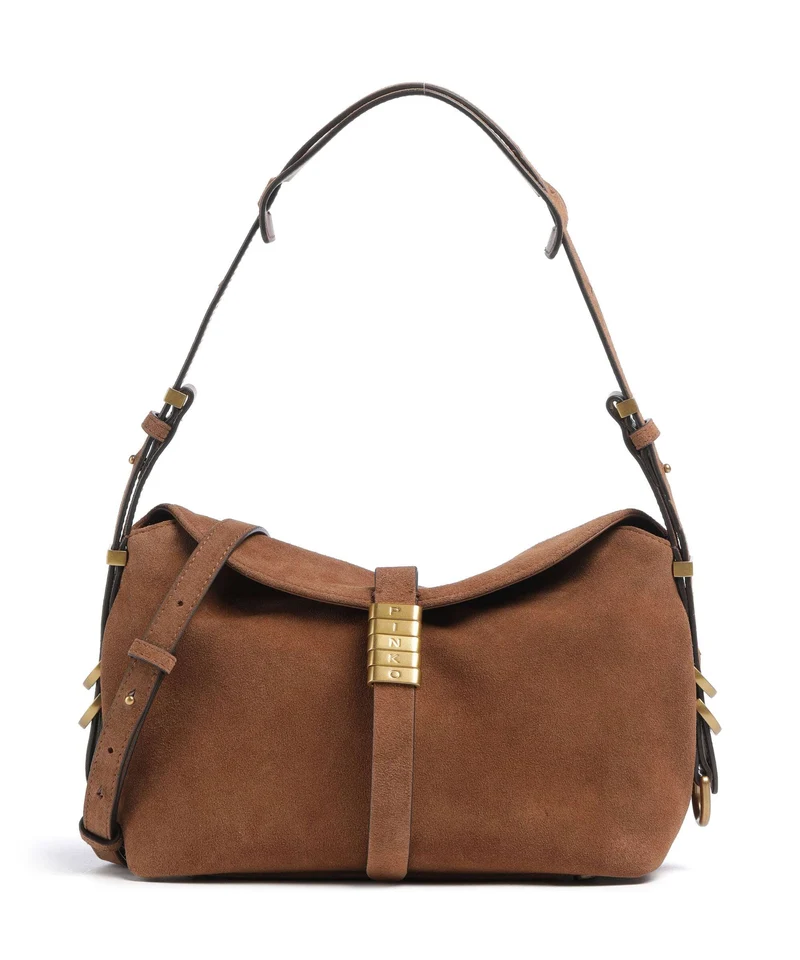 Pinko Saddle Horizontal Mini Schultertasche marrone/leone/antique gold