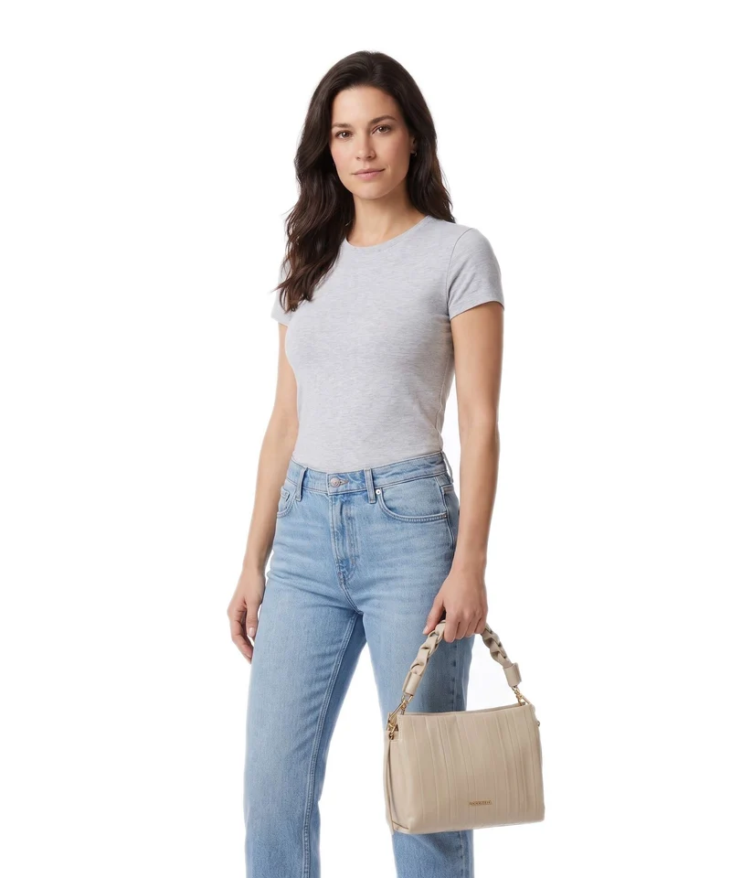 Coccinelle Boheme Plisse Handtasche sandshell