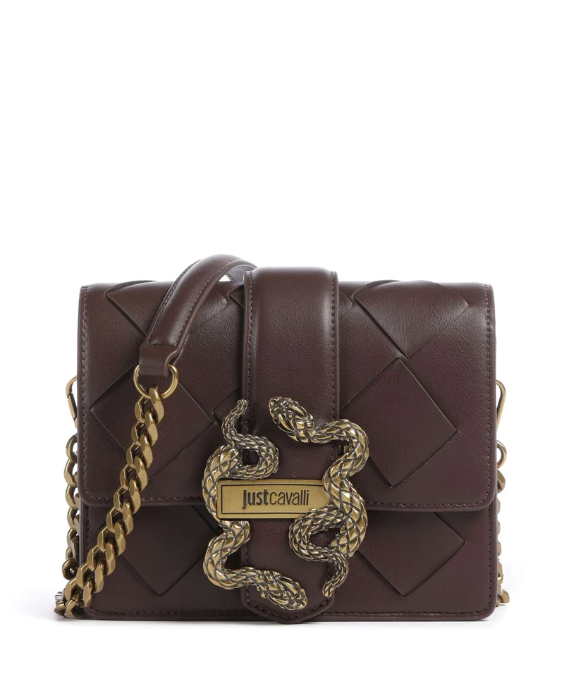 Just Cavalli Iconic Snakes Braided Umhängetasche black coffee