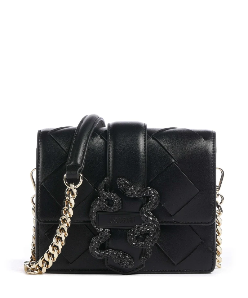 Just Cavalli Iconic Snakes Braided Umhängetasche black