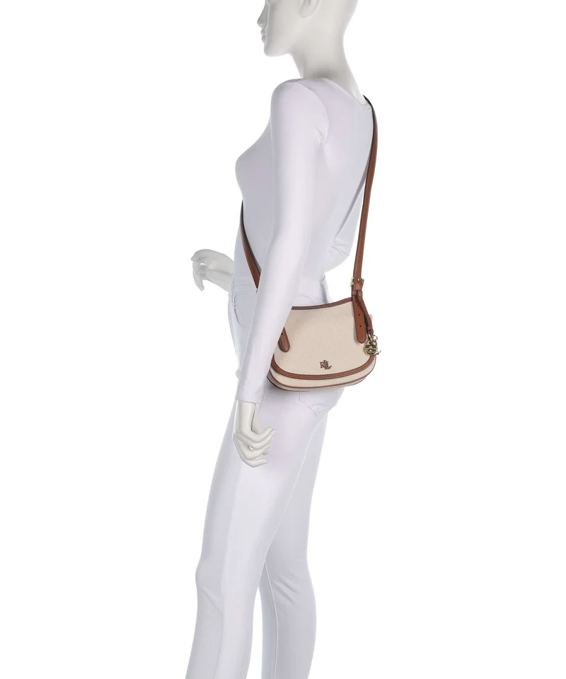 Lauren Ralph Lauren Marcy Medium Umhängetasche natural/buff canvas/lauren tan
