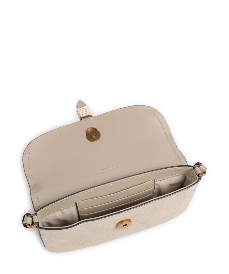 Pinko Saddle Flat Umhängetasche beige/grigio fumo/antique gold
