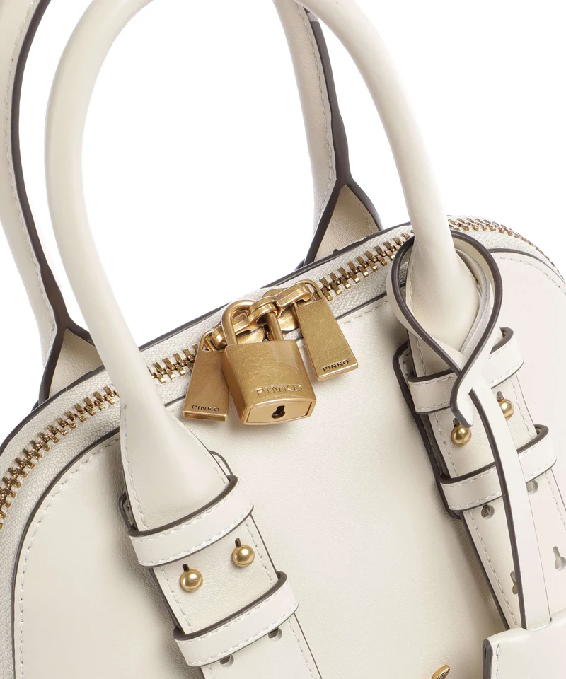 Pinko Bowling Mini Handtasche bianco seta/antique gold