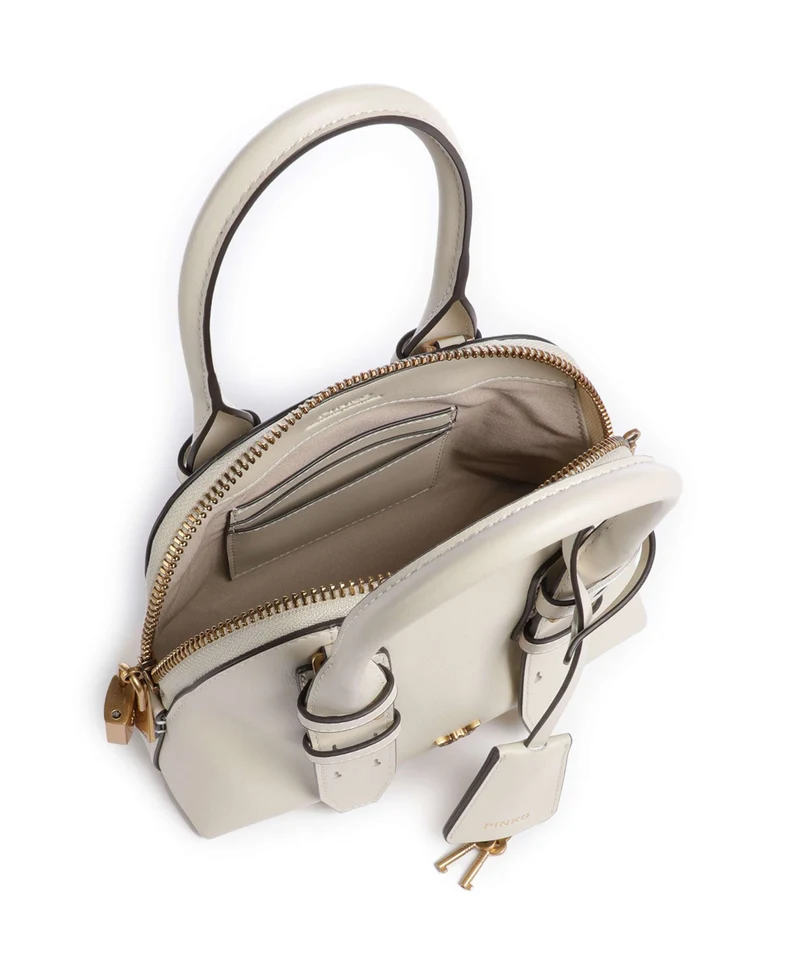 Pinko Bowling Mini Handtasche bianco seta/antique gold