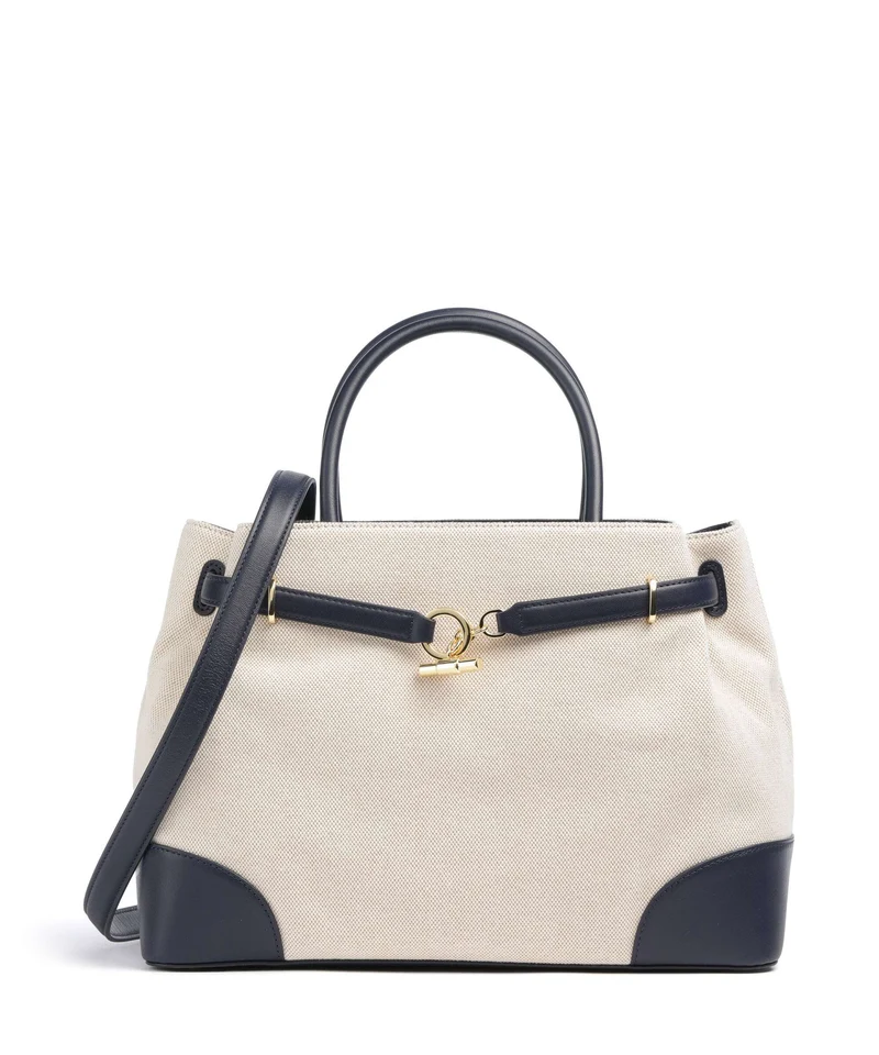 Lauren Ralph Lauren Blaike Large Handtasche natural/buff canvas/refined navy