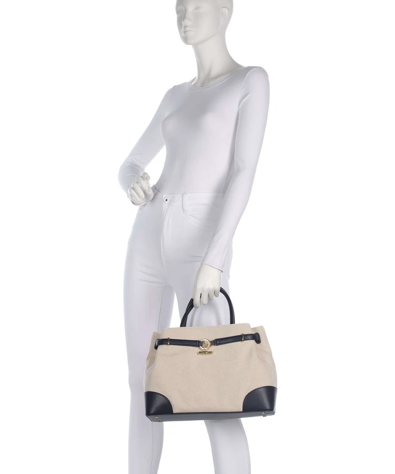 Lauren Ralph Lauren Blaike Large Handtasche natural/buff canvas/refined navy