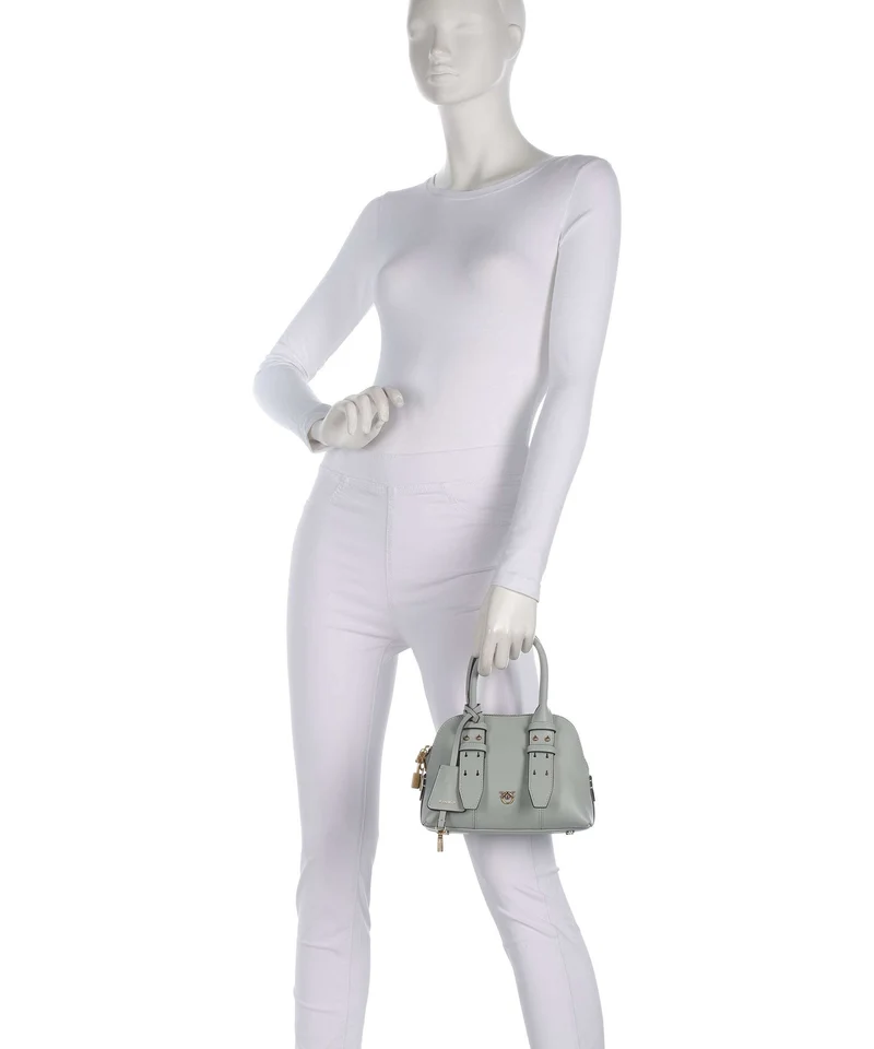 Pinko Bowling Mini Handtasche grigio perla/antique gold