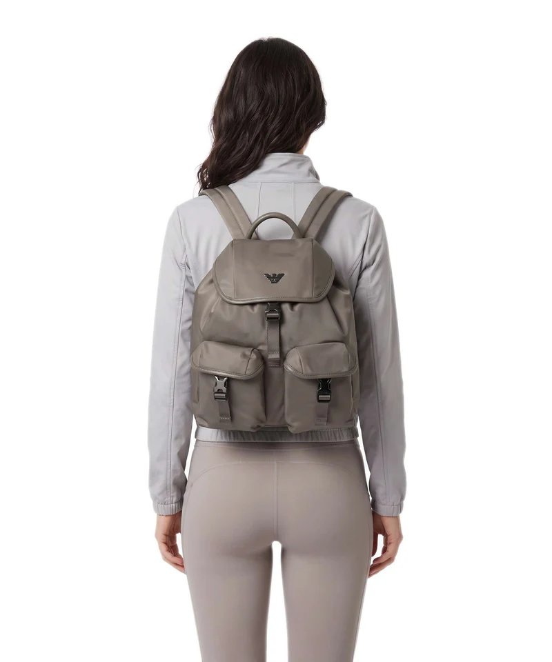 Emporio Armani Recycled Nylon Rucksack major brown