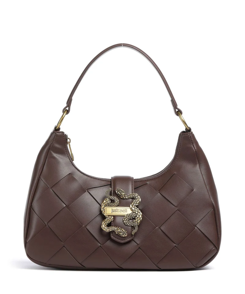 Just Cavalli Iconic Snakes Braided Schultertasche black coffee