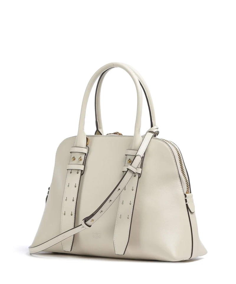 Pinko Bowling Medium Handtasche bianco seta/antique gold