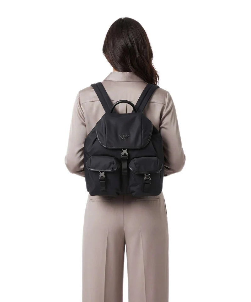 Emporio Armani Recycled Nylon Rucksack black beauty