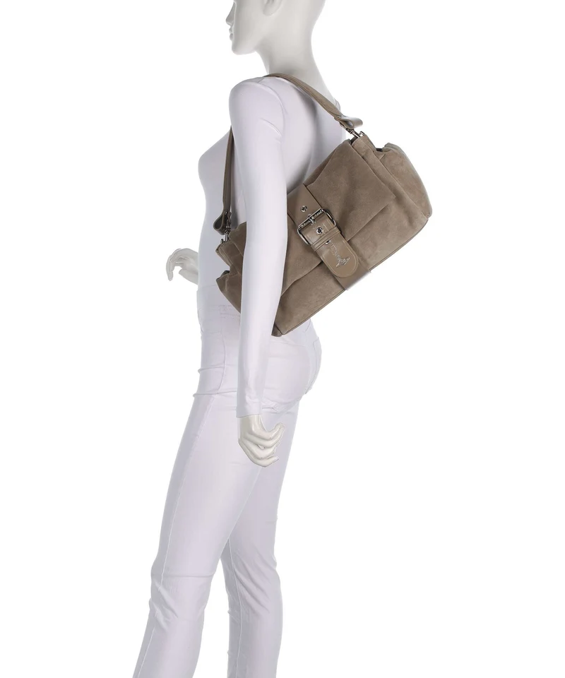 Vivienne Westwood Hazel Suede Treasure XL Schultertasche stone