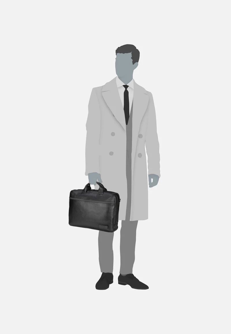Stockholm Business Bag L 2 Comp Black - Aktentasche