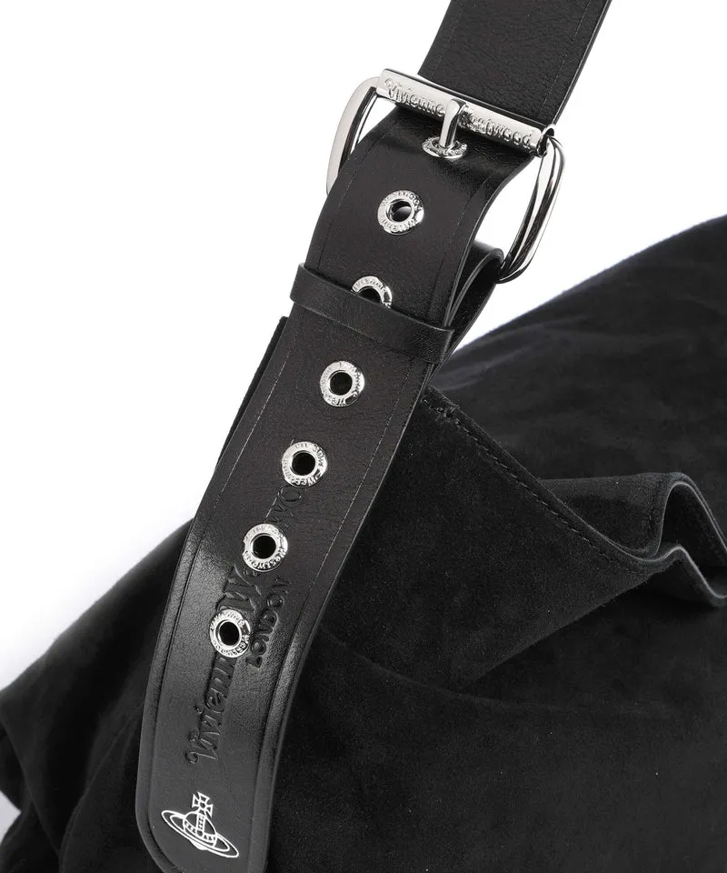 Vivienne Westwood Maxime Suede Large Beuteltasche black