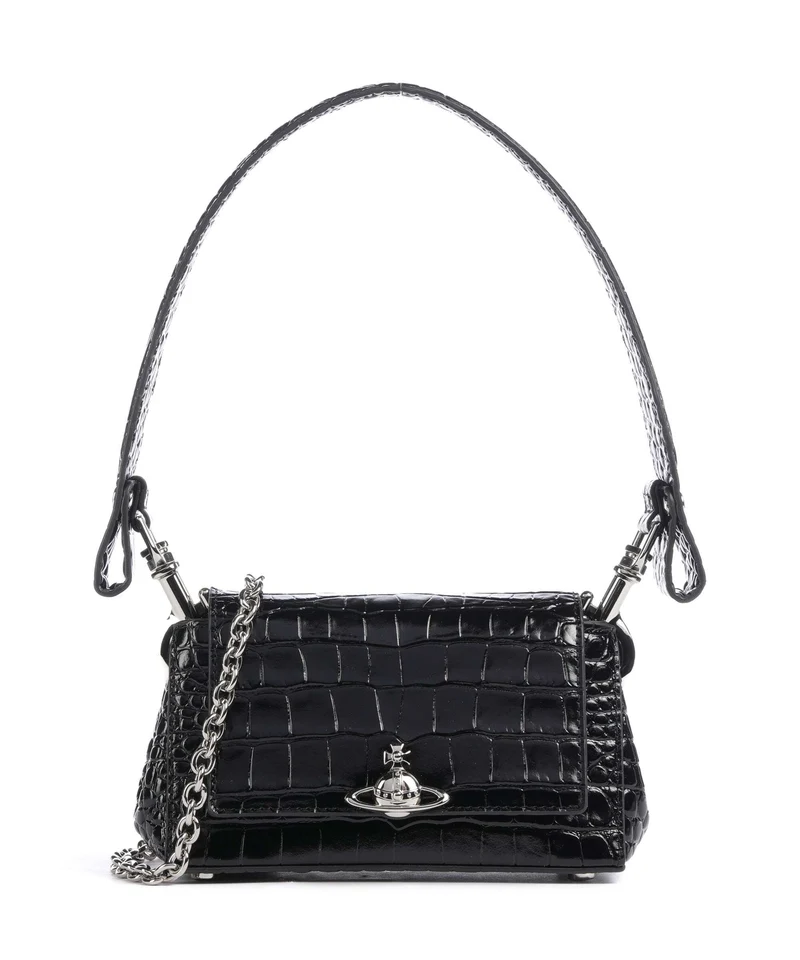 Vivienne Westwood Hazel Embossed Croc Small Schultertasche black