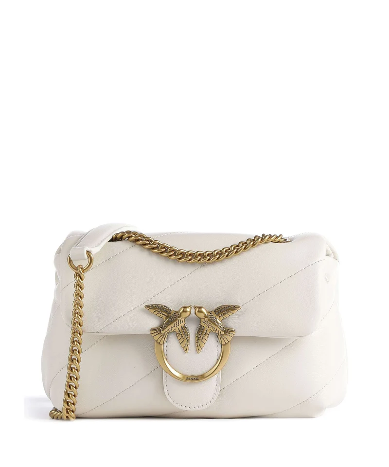 Pinko Love Puff Mini Schultertasche bianco seta/antique gold